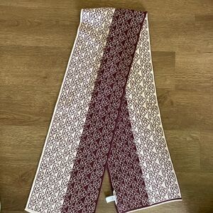 Michael Kors Burgundy and Cream Logo Scarf